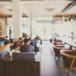 Background blurry restaurant shop interior design