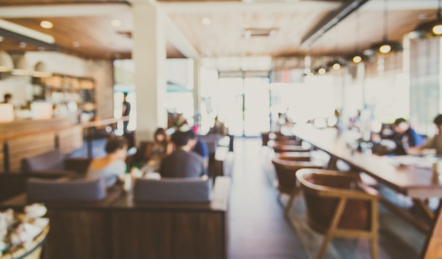 Background blurry restaurant shop interior design